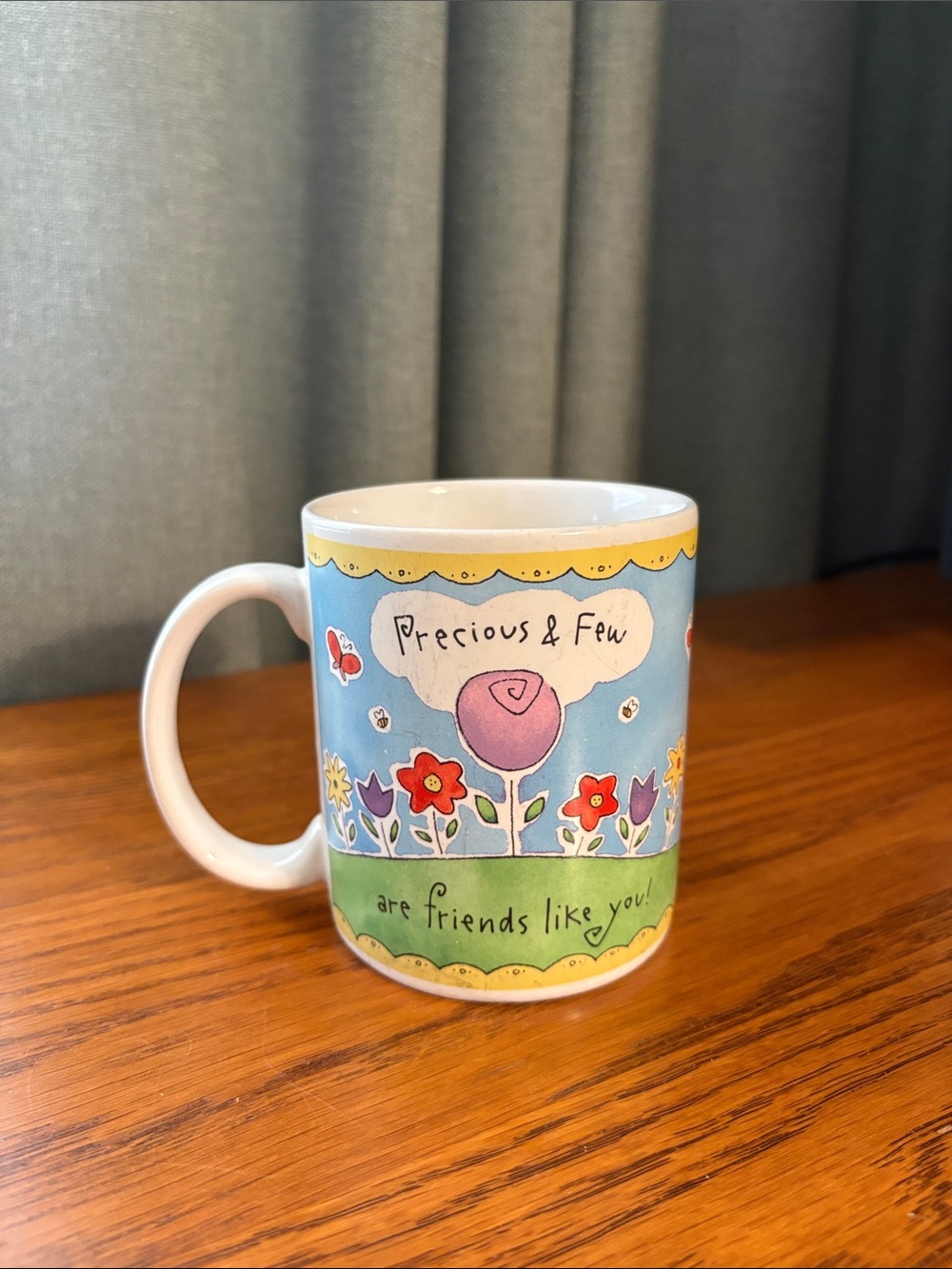 Floral Ceramic Coffee Mug - Blue & Green